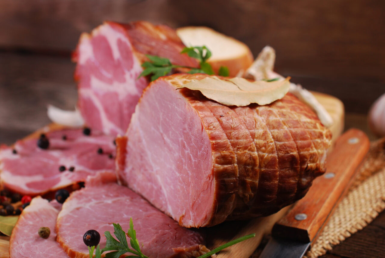 Country ham, sliced with spices