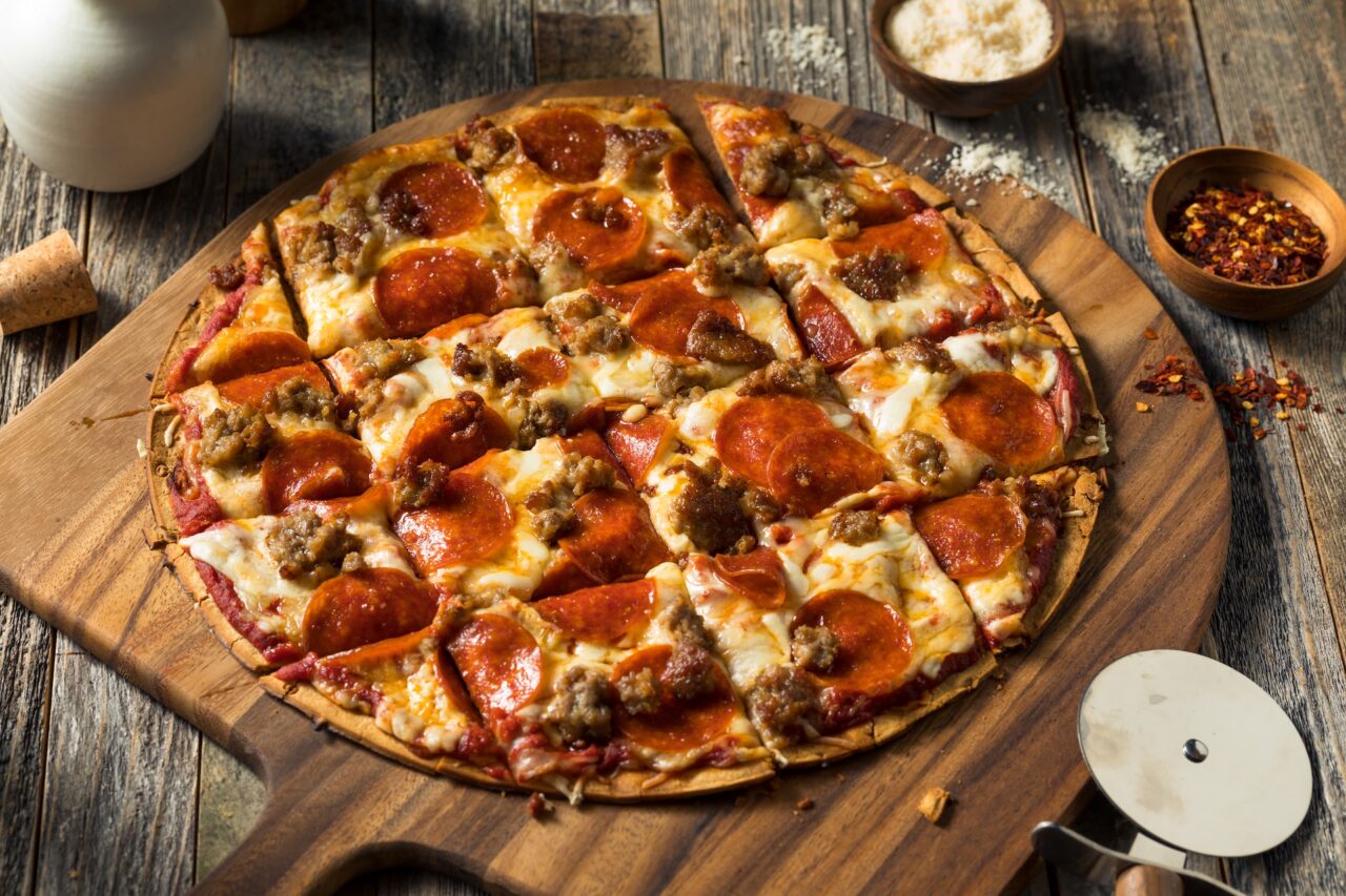 Homemade St Louis Style Pepperoni PIzza with Cheese