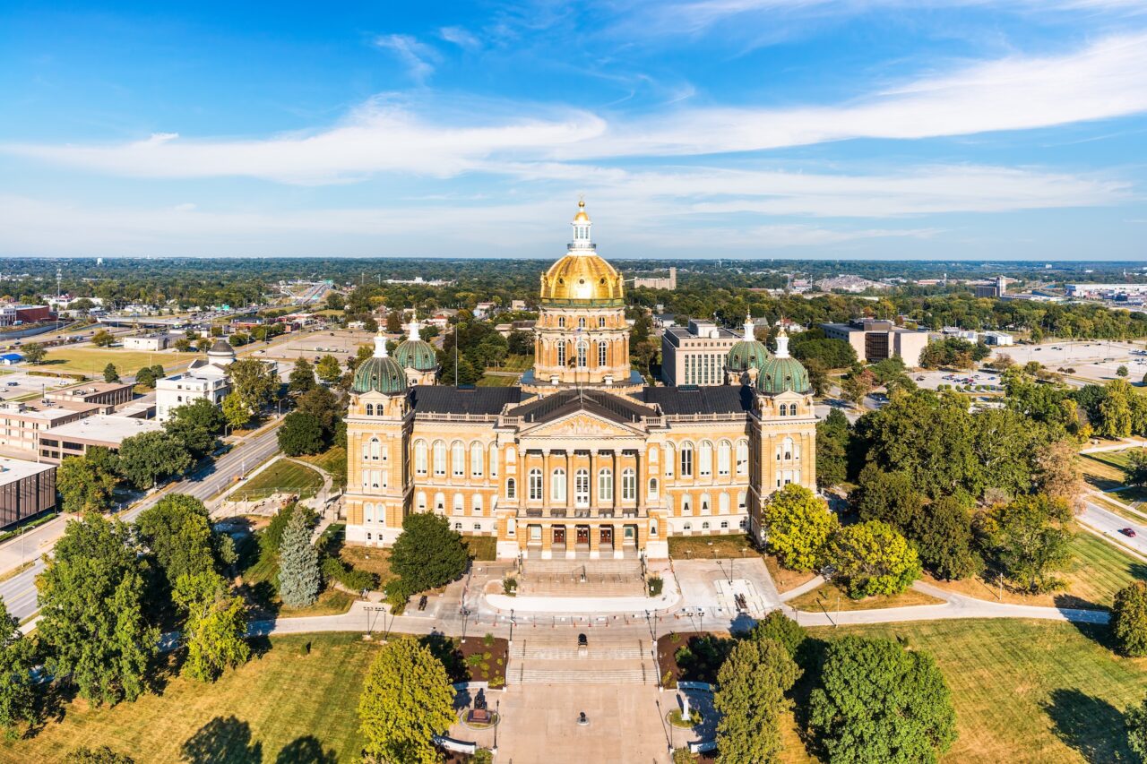 Aerial view of Iowa state capitol