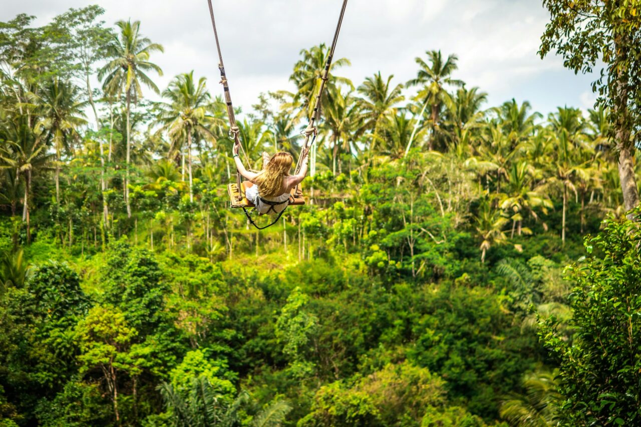 Woman on a swing in Bali 