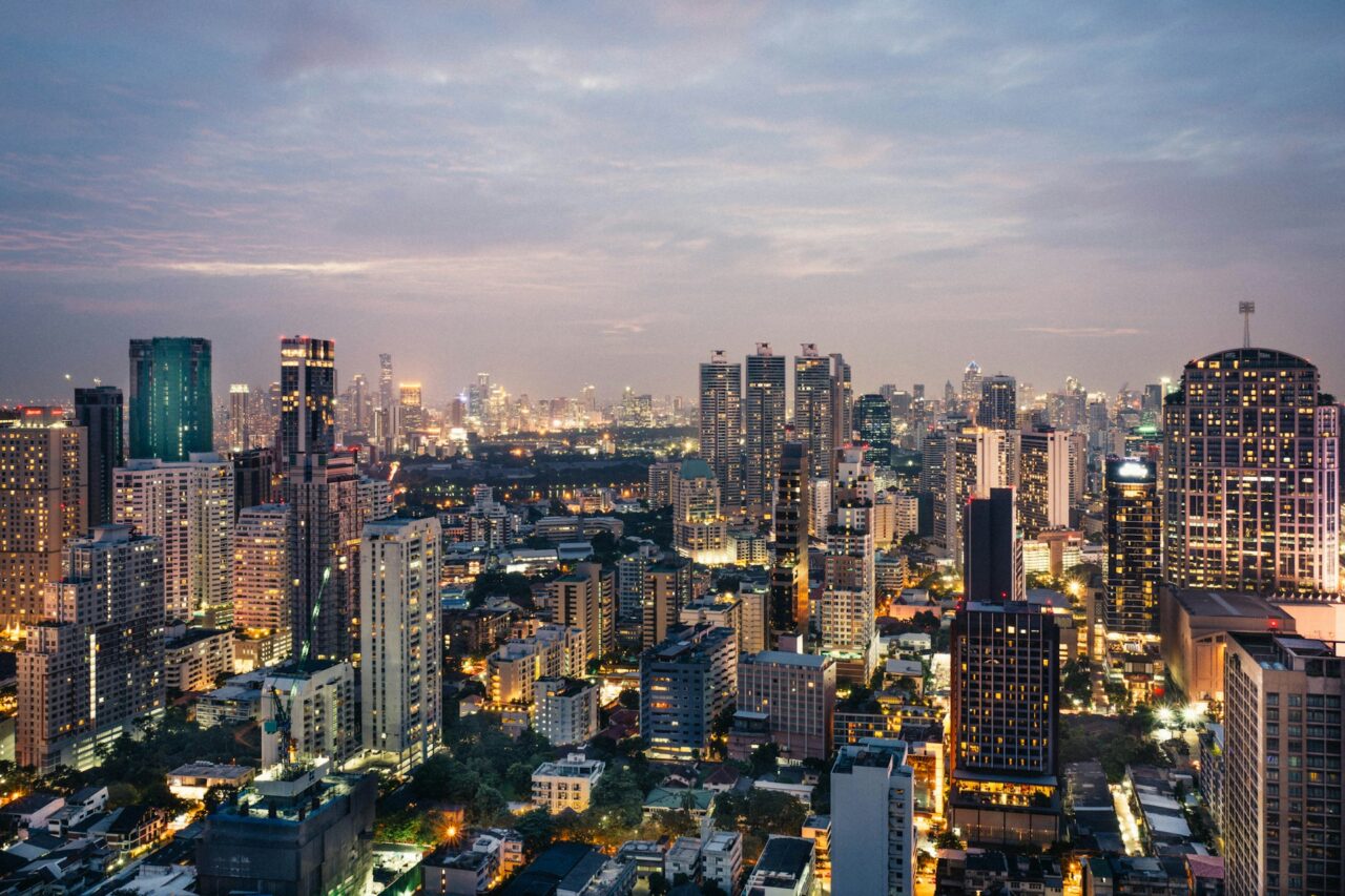 View of Bangkok skyline at night