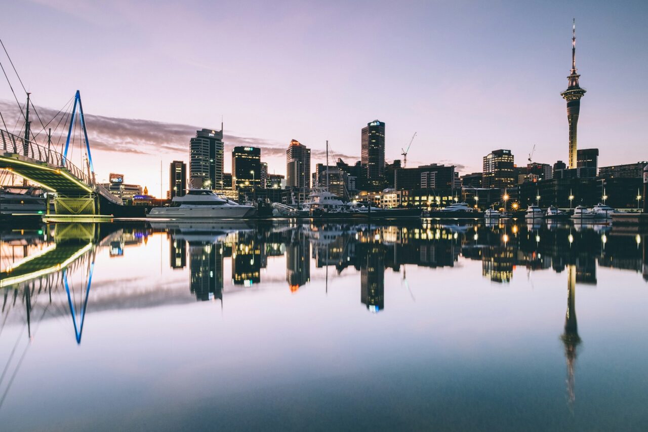 Auckland New Zealand at dusk