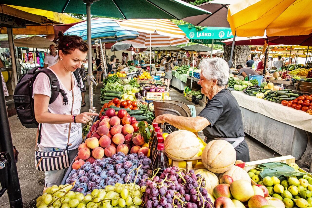 Market with fruits and vegetables in Croatia