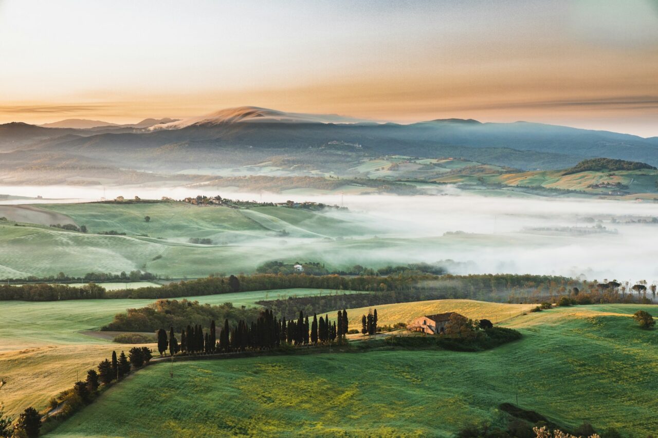 Green hills and landscape in Tuscany