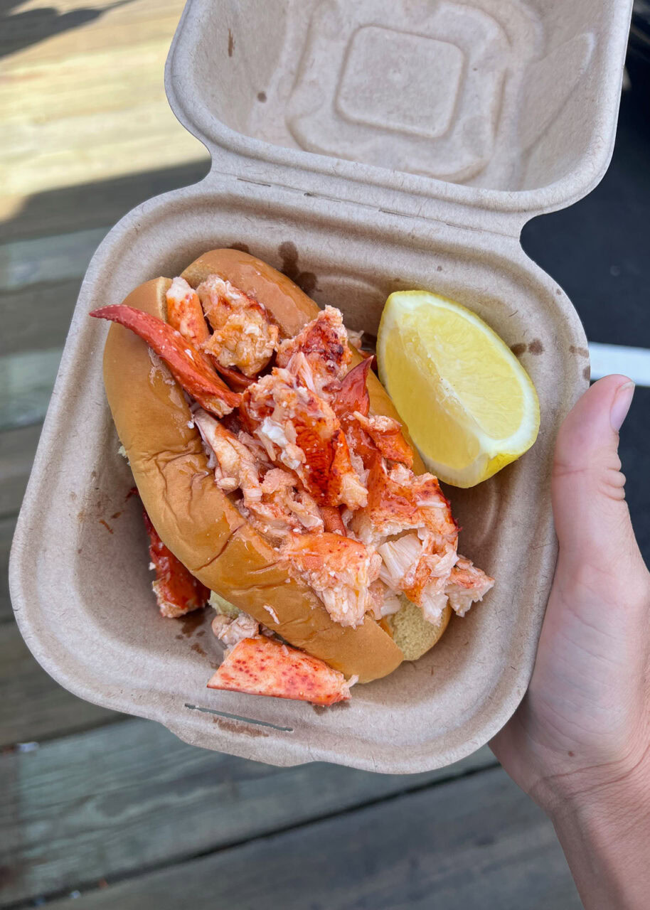 Connecticut style lobster roll with butter