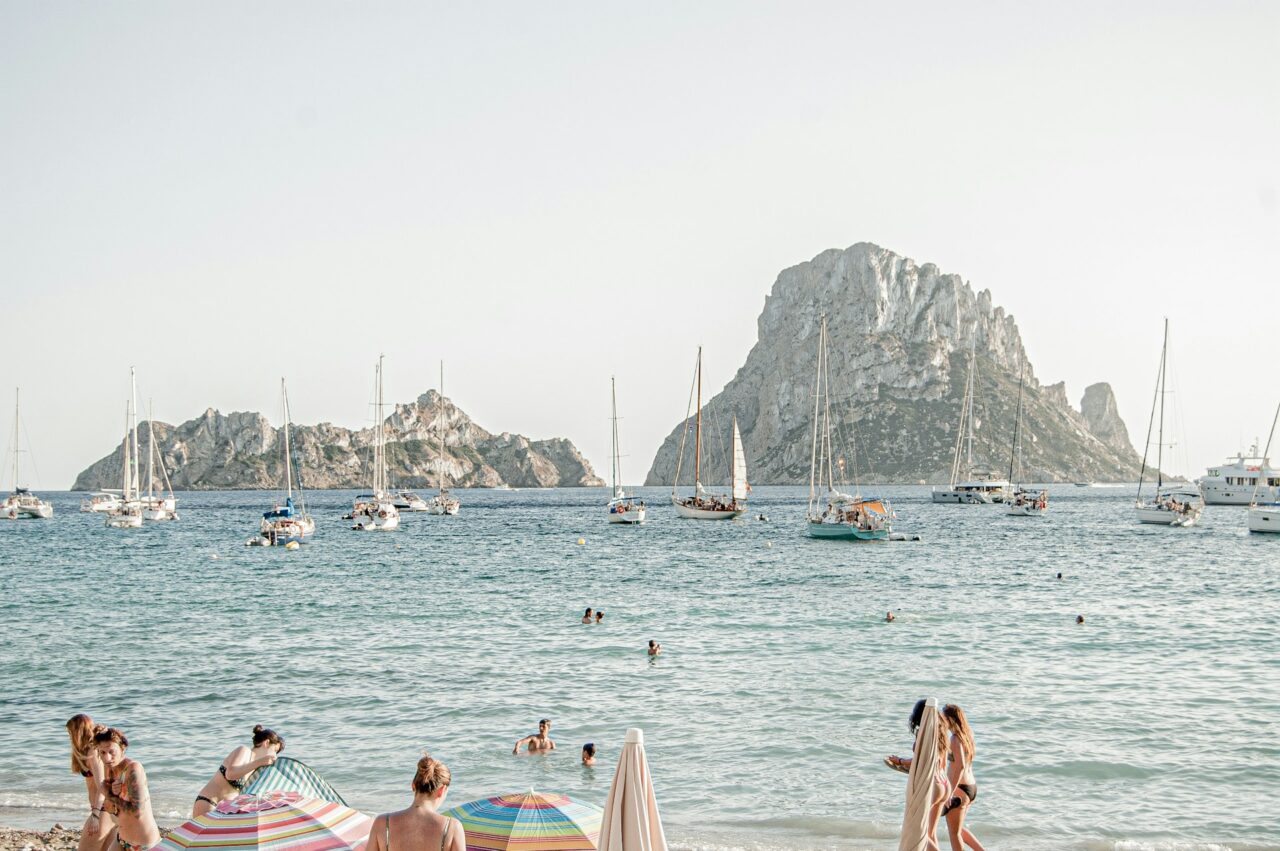 Boats on the water in Ibiza, Spain
