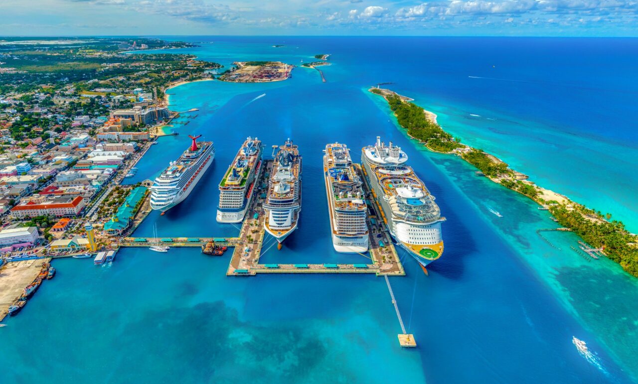 Cruise ships docked in Nassau, the Bahamas