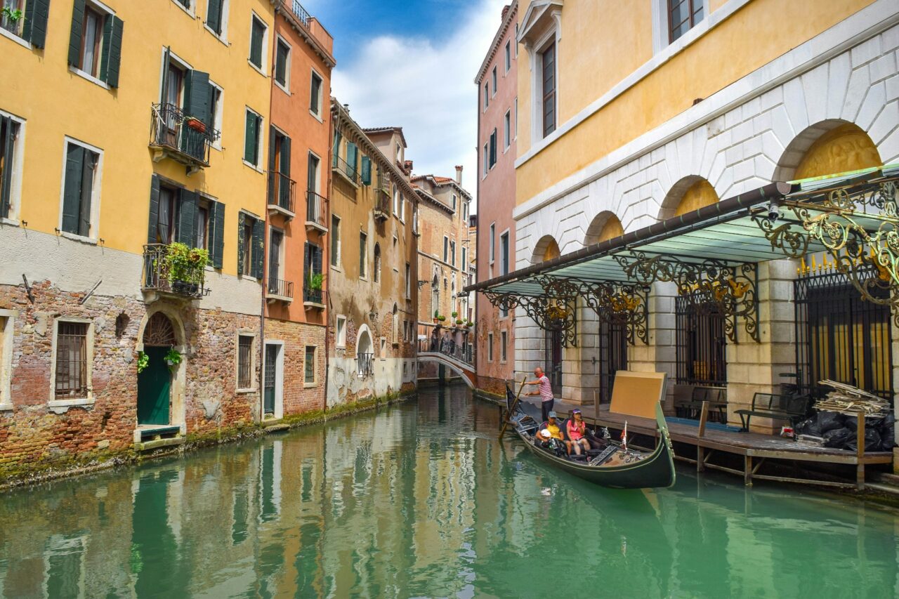 Gondola on a canal in Venice