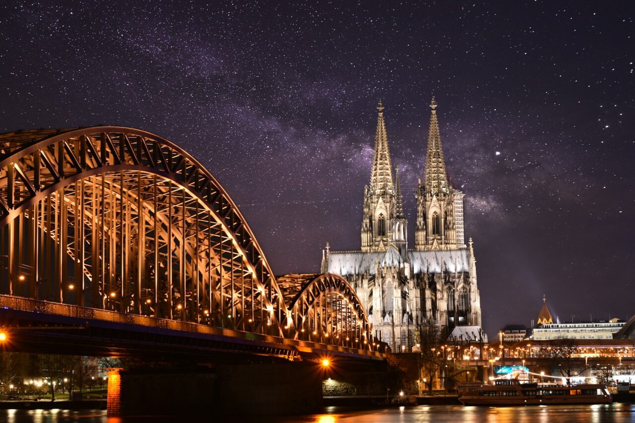 Cologne Germany under a starry sky