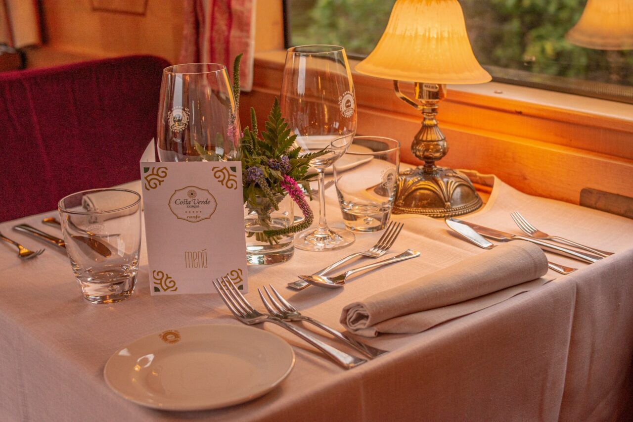 Dinner table on a luxury train