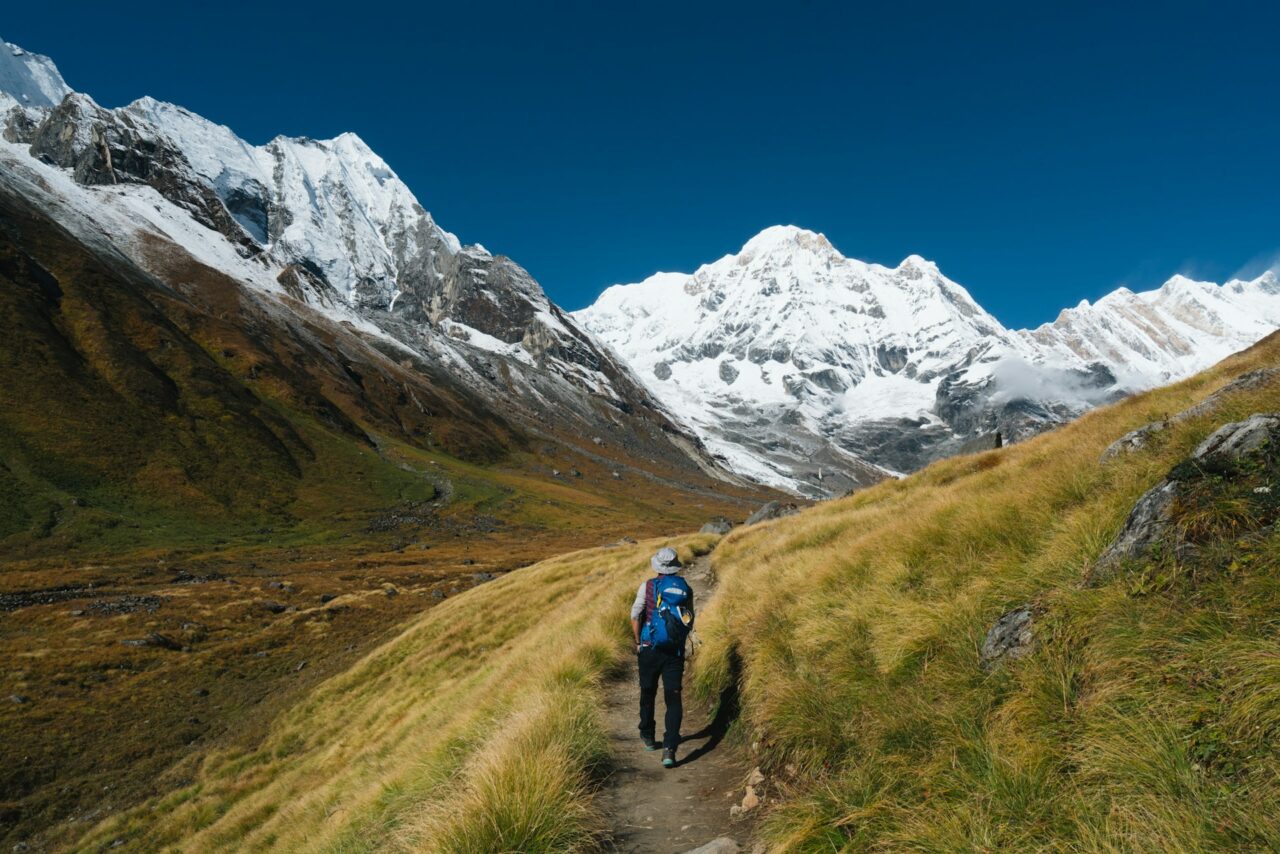 Man trekking in Annapurna