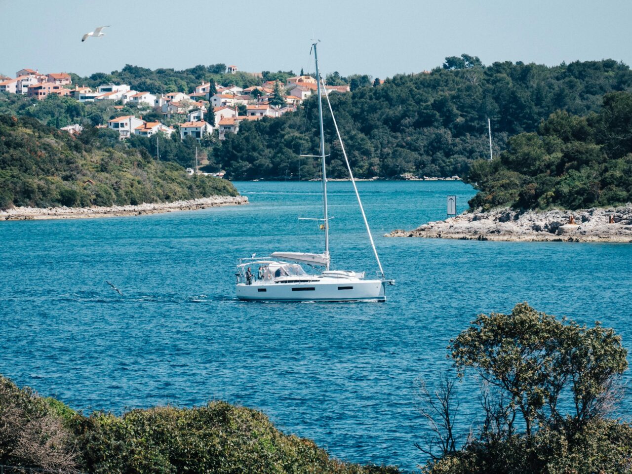 Boat on Pula Bay in Croatia