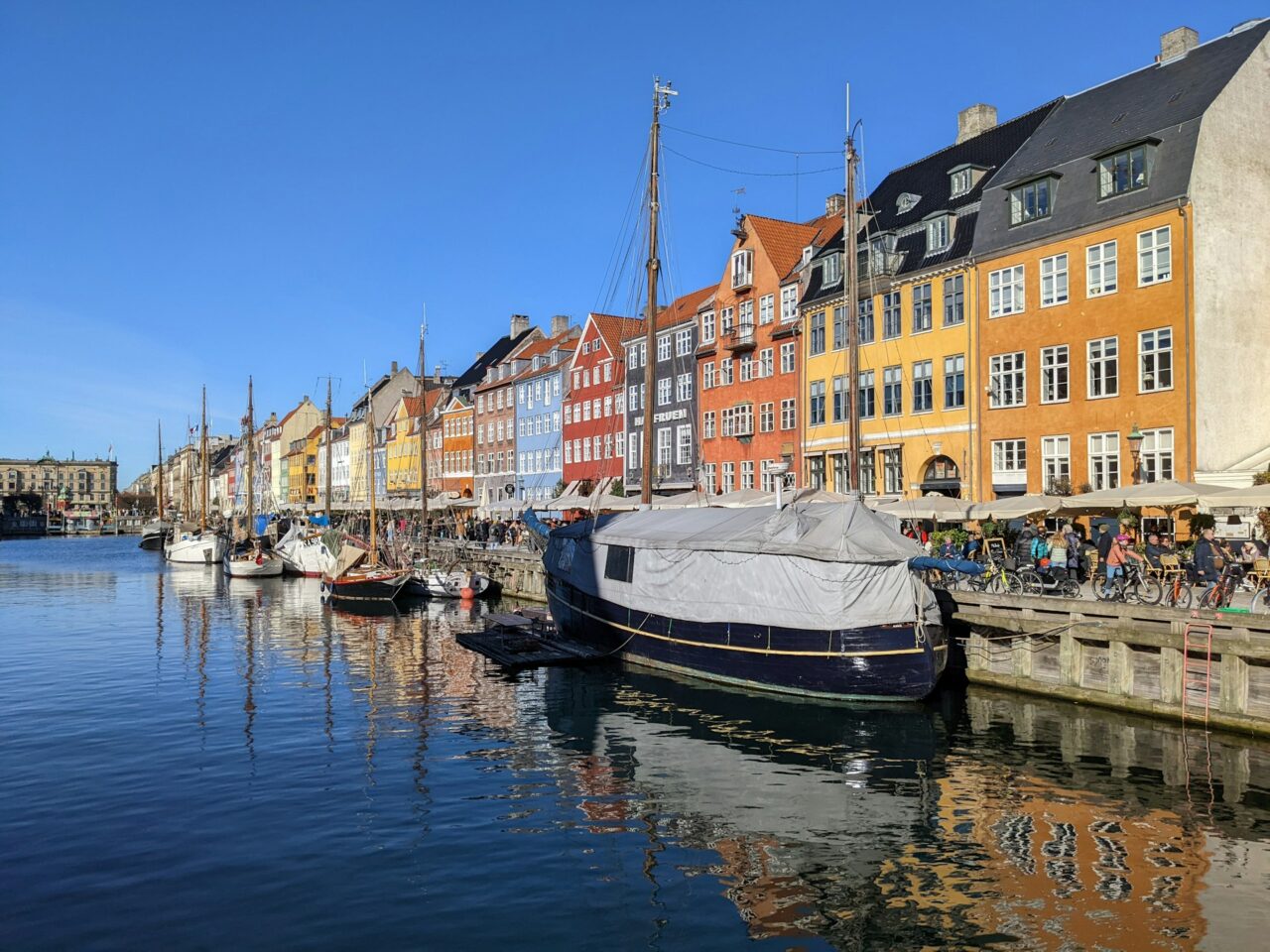 Boats on the water in Nyhavn