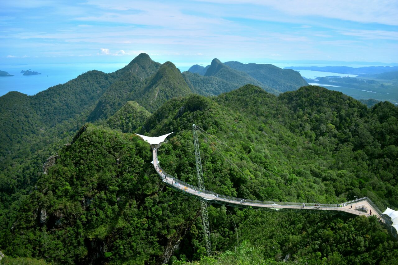 Green mountains and skybridge in Langkawi