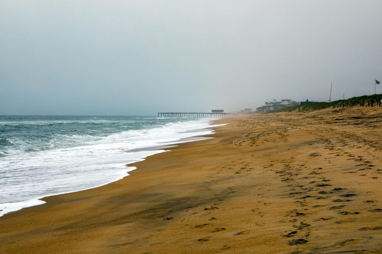 Nags head beach in North Carolina on a windy day