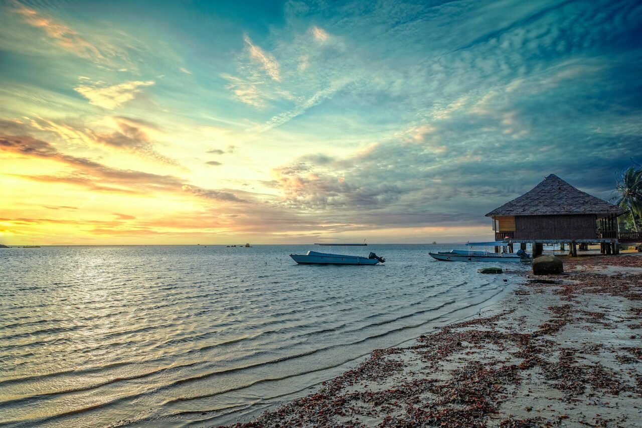 Boat on the water in Batam, Indonesia