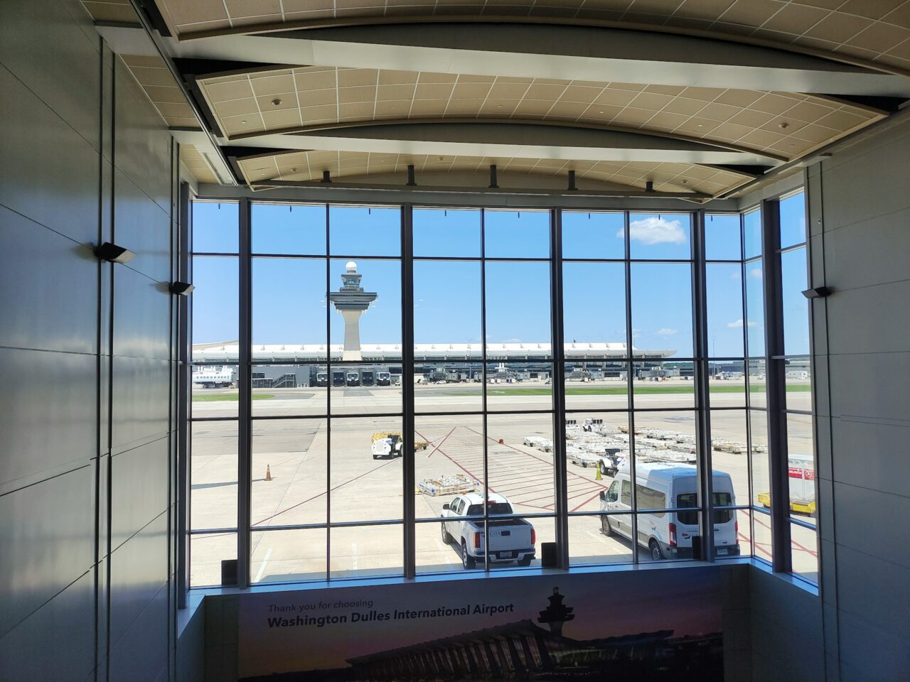 View of the gate through a window at Washington Dulles airport
