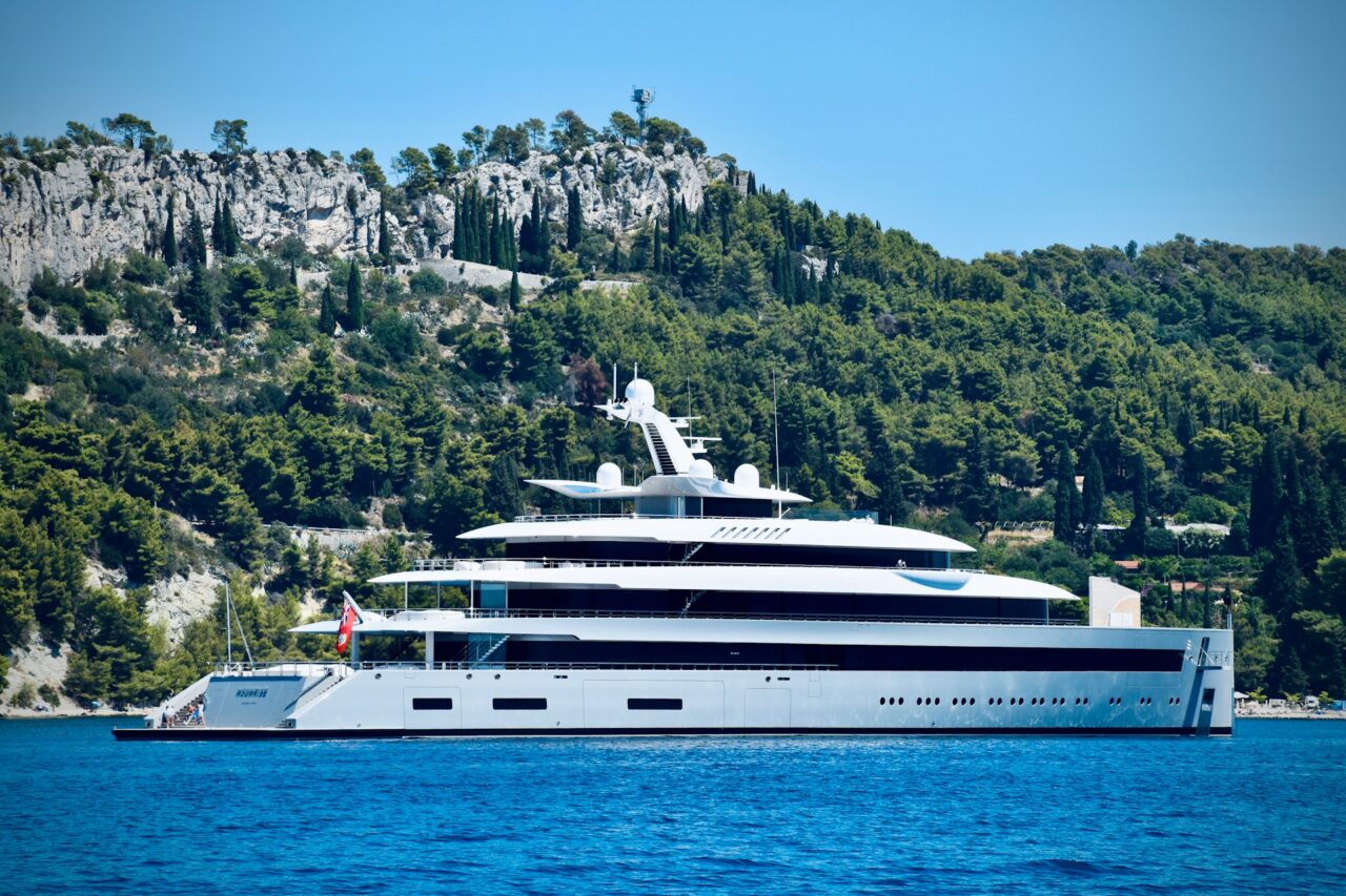 A superyacht on the sea