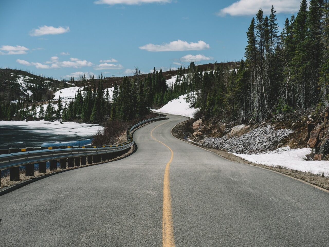 Road through mountains in Canada