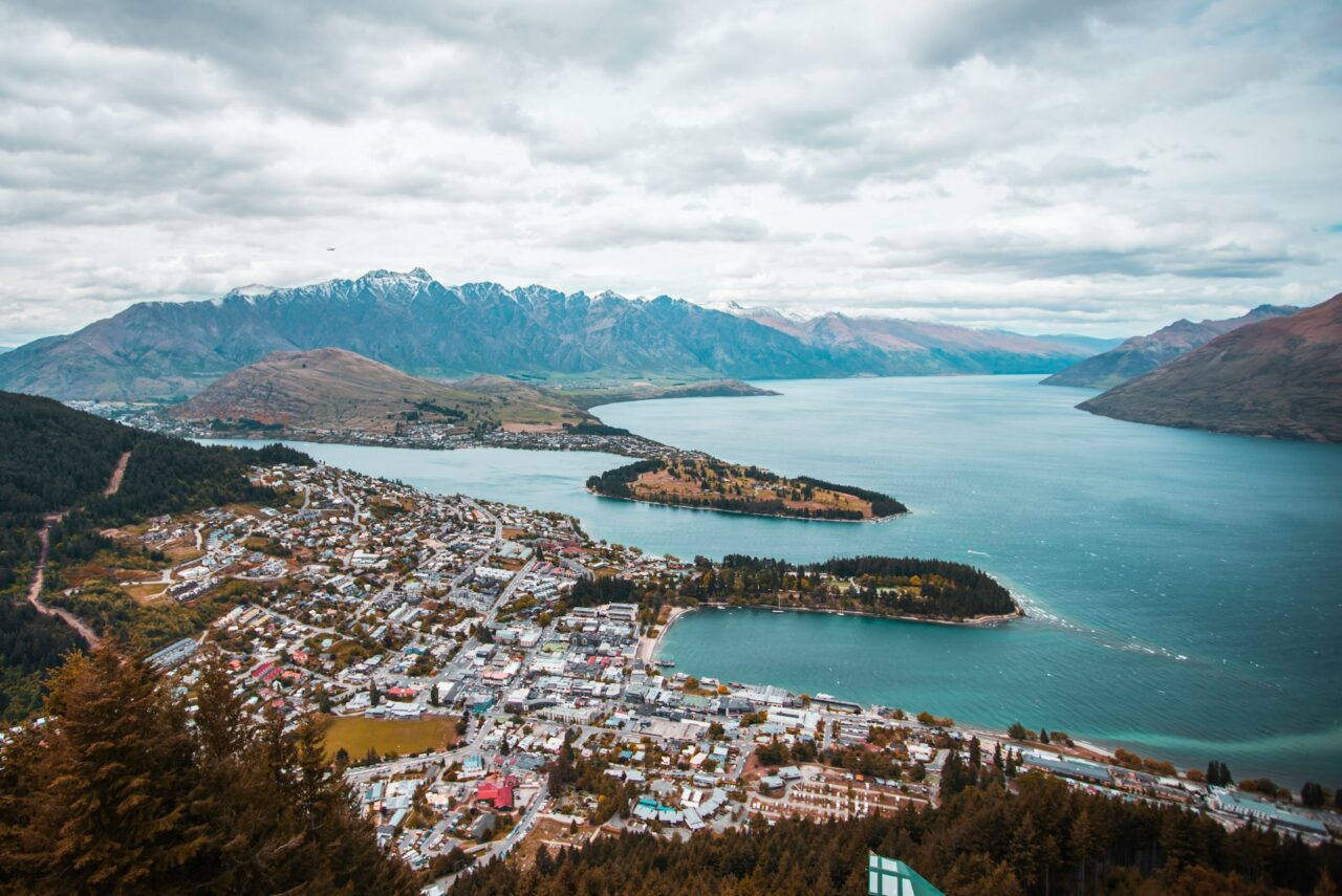 Aerial view of Queenstown New Zealand