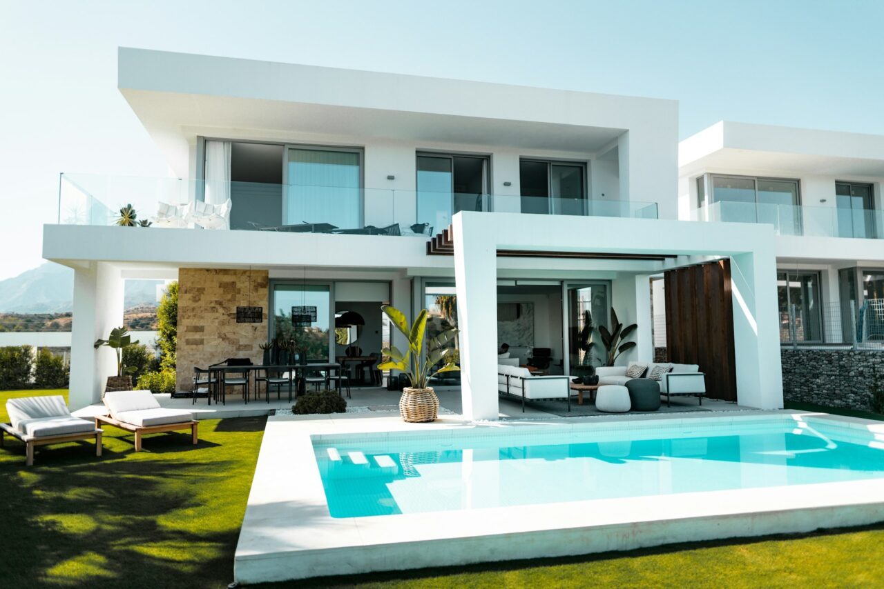 White villa with a pool