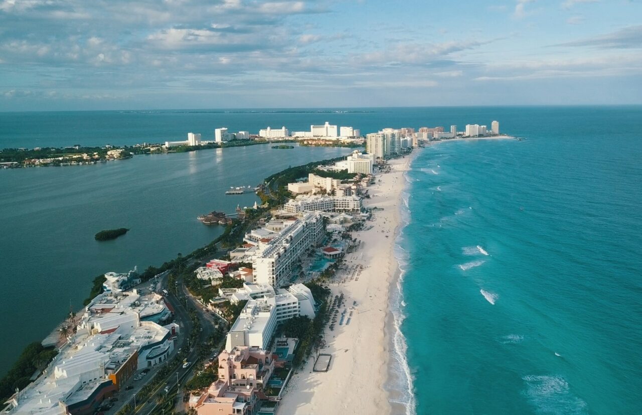 Aerial view of Cancun