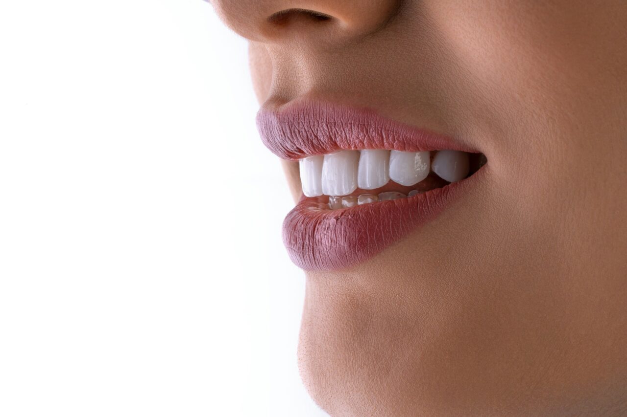 Close up of person with white teeth