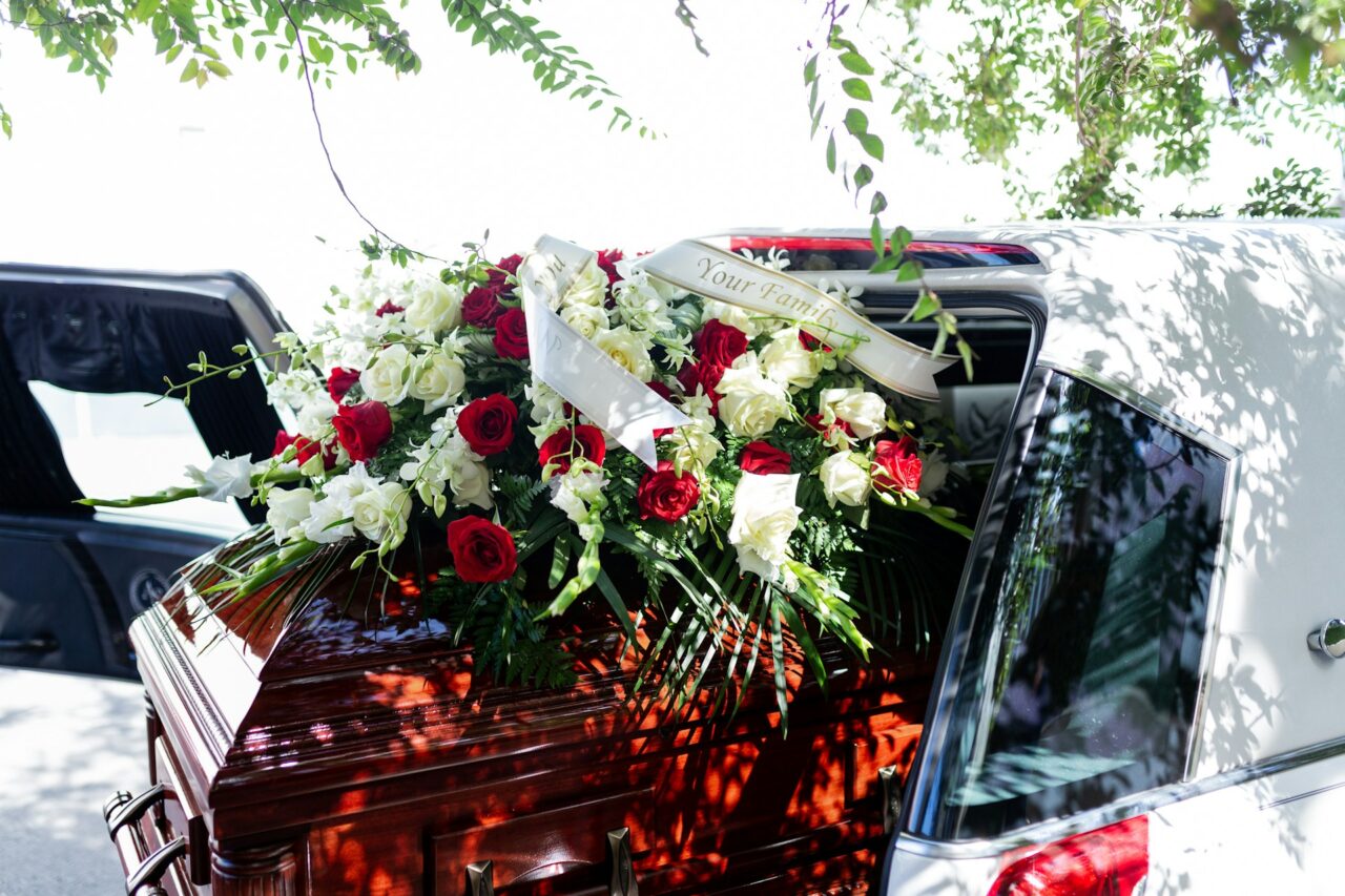 Flowers on a coffin