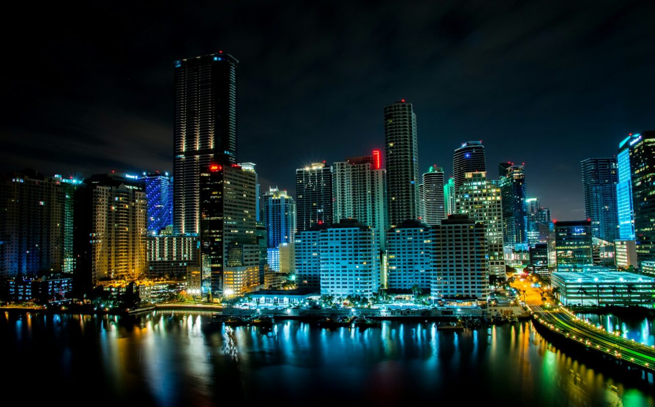 Miami skyline at night