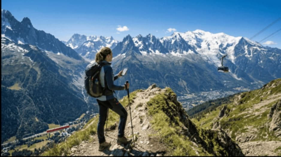 Person hiking in the alps