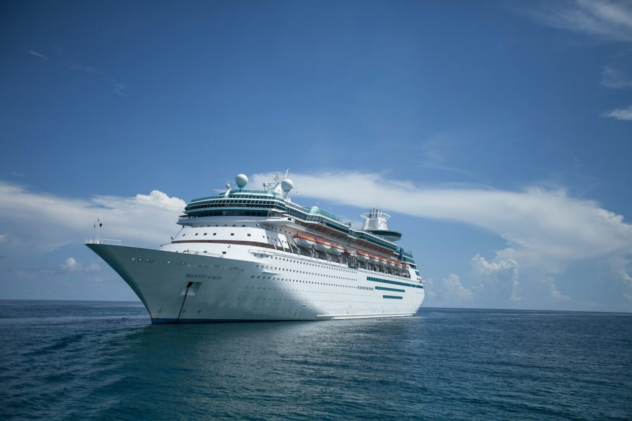 Cruise ship in the middle of the ocean