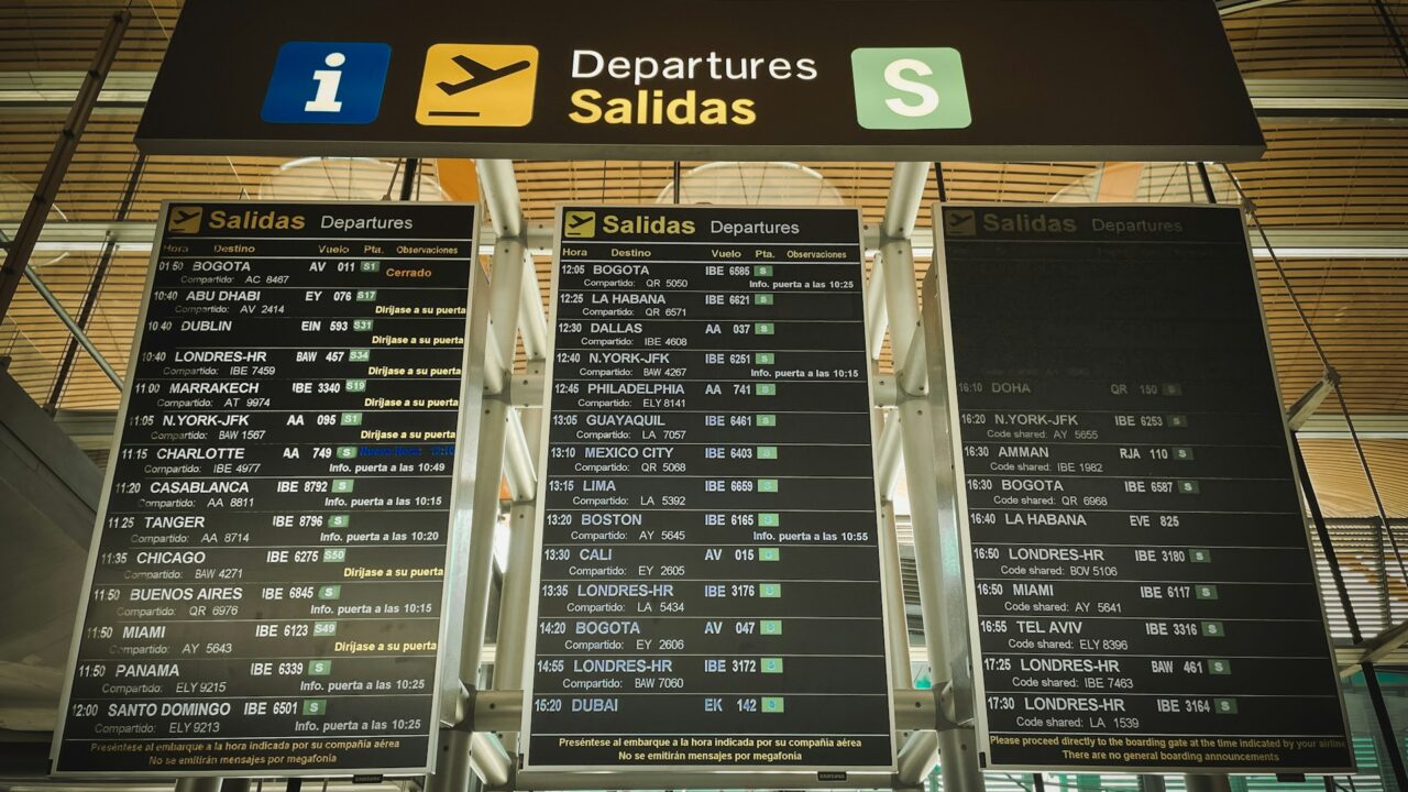 Airport departure board