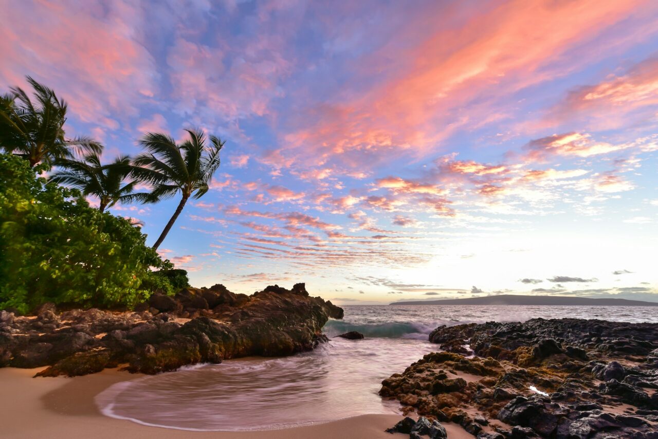 Secret Beach Maui at sunset