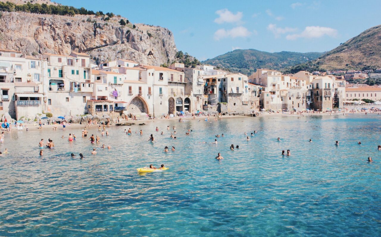 People swimming in Taormina, Sicily