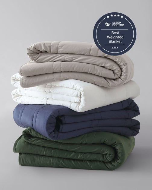 Stack of weighted blankets