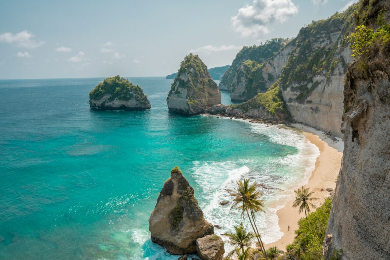 Beach with cliffs in Nusa Penida, Bali