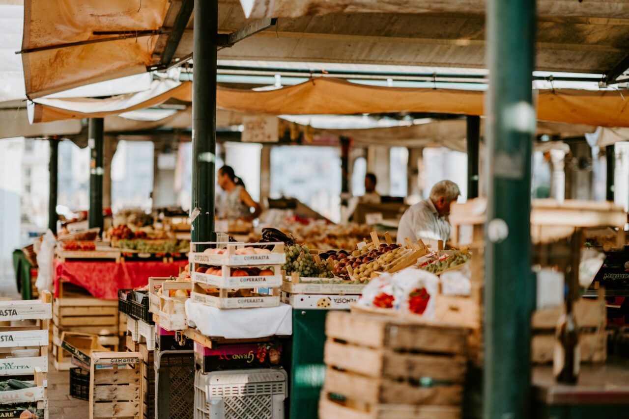 Market with fresh produce