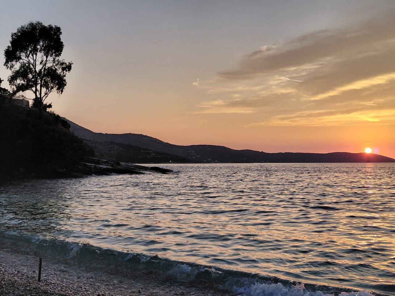 Kassiopi Pipitos sunset beach in Corfu