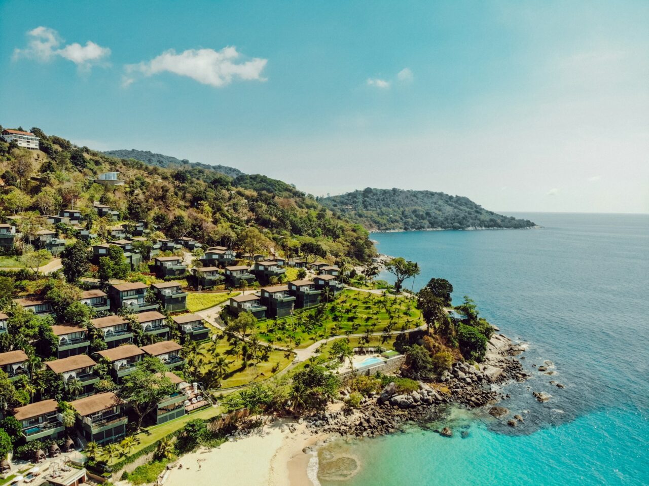 Houses next to the ocean in Kata Noi