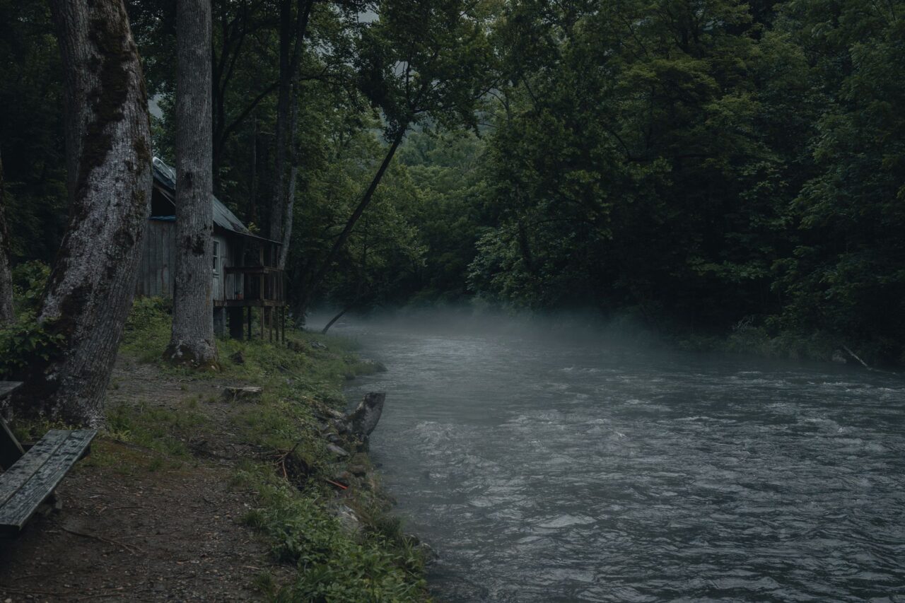 misty riverside cabin in Gatlinburg