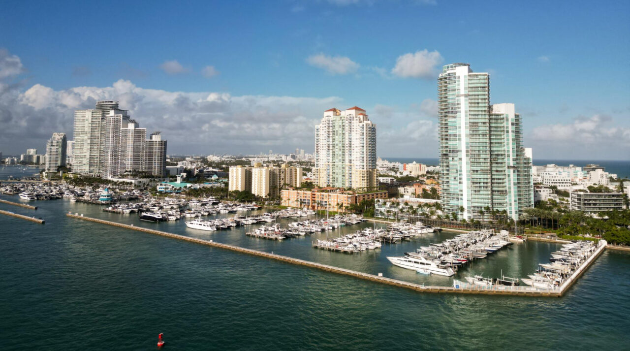 View of the Miami skyline on a sunny day