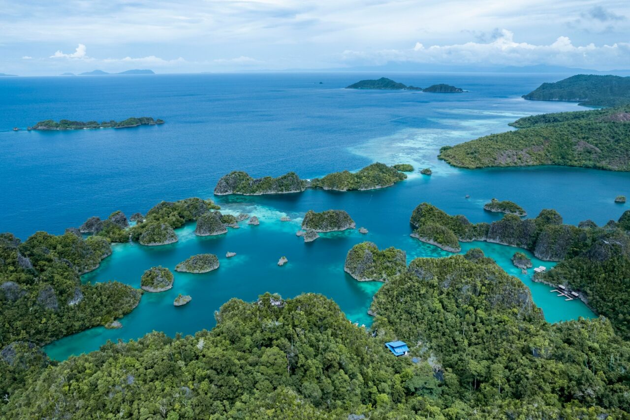 Aerial view of islands in Raja Amat