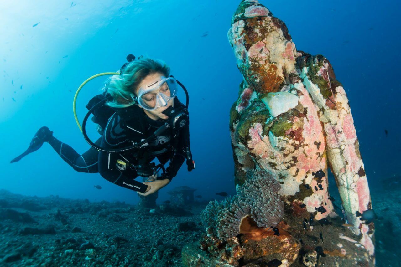 Female scuba diver in Bali