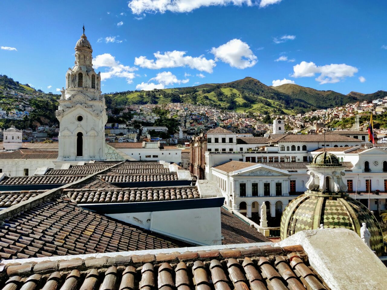View of rooftops in Quito Ecuador