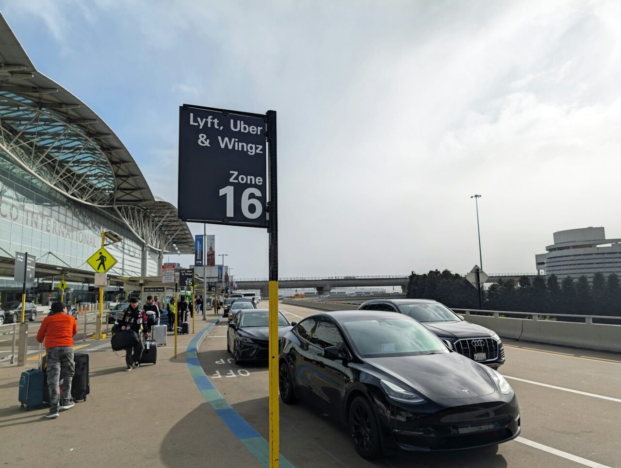 Rideshare pickup area outside and airport