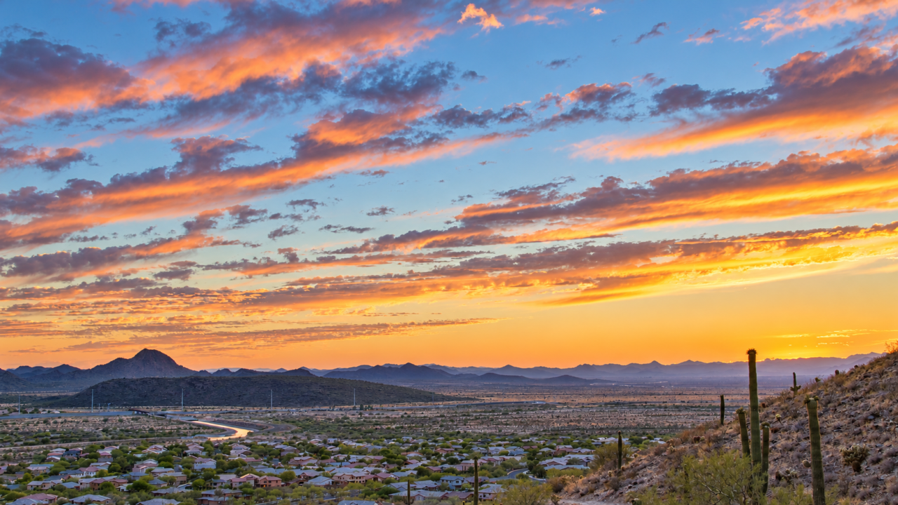 Scottsdale Arizona at sunset.