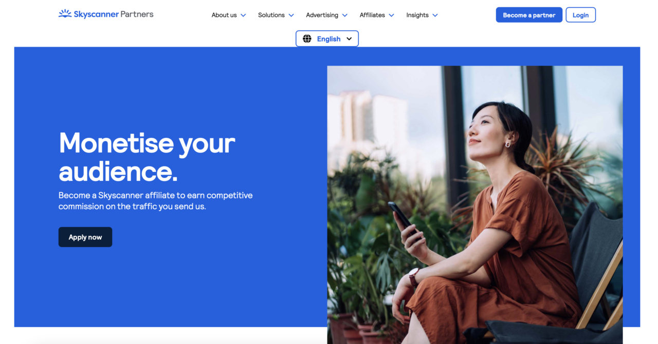 Skyscanner affiliate program homepage